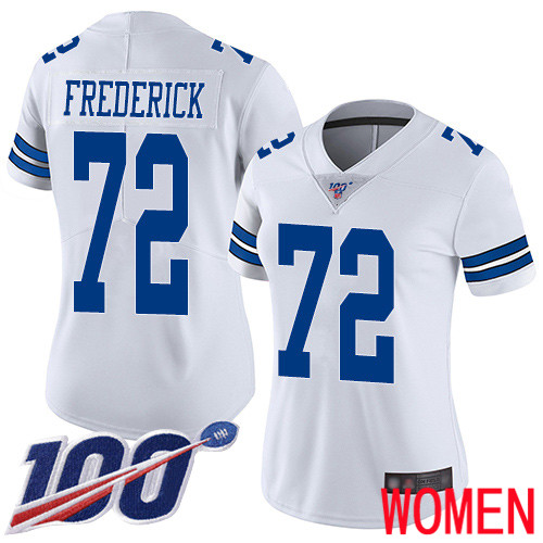 Women Dallas Cowboys Limited White Travis Frederick Road 72 100th Season Vapor Untouchable NFL Jersey